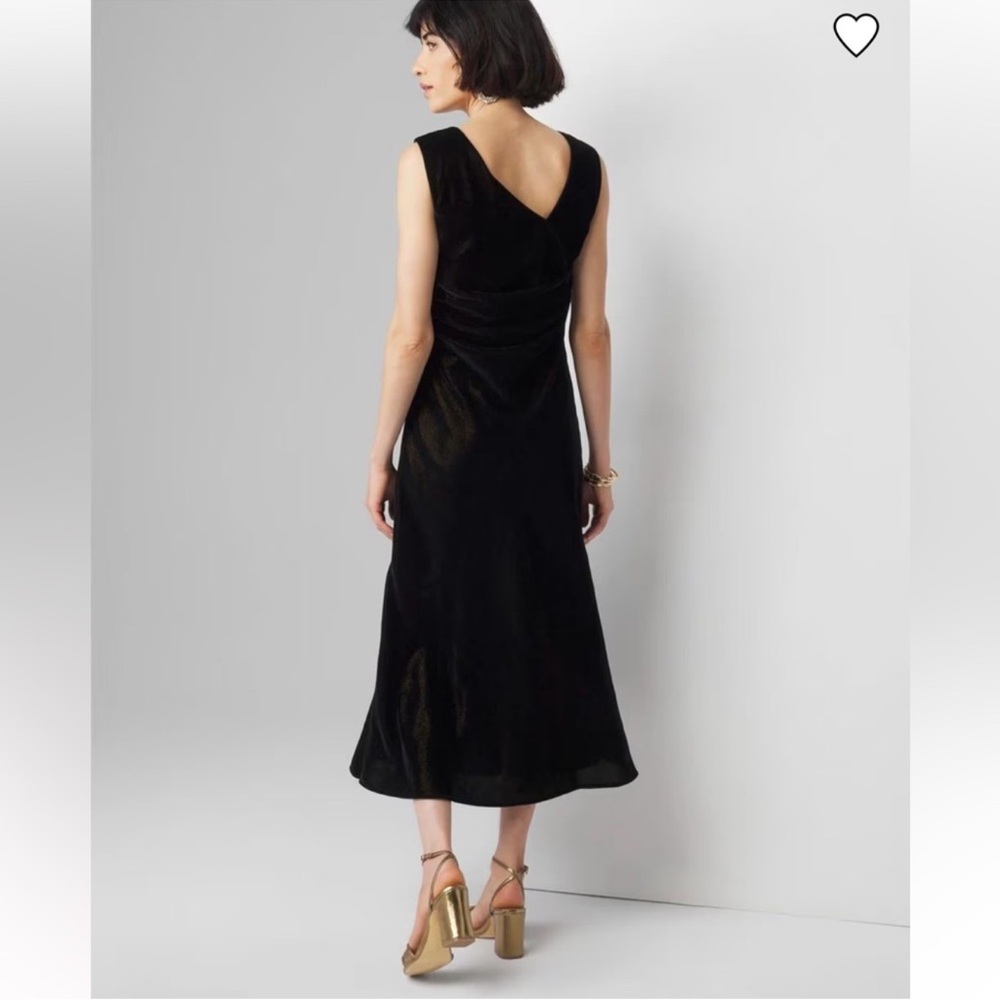 White House Black Market velvet slip Dress metallic gold midi size 6 10